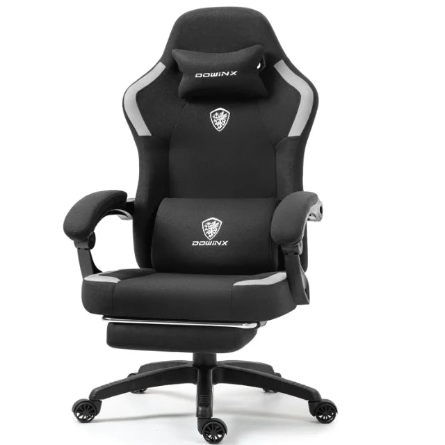 Dowinx Fabric Gaming Chair with Massage Lumbar Support and Footrest - Platinum-Level Office Chairs