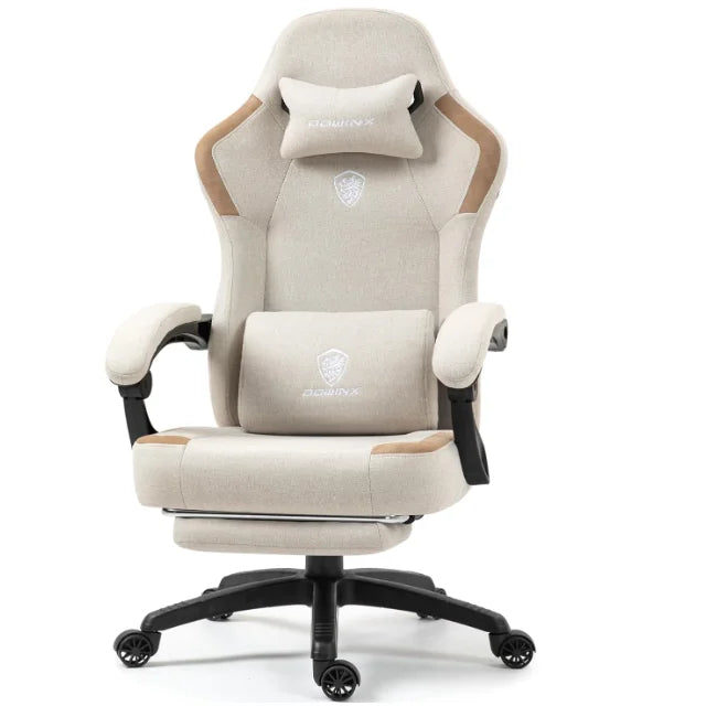 Dowinx Fabric Gaming Chair with Massage Lumbar Support and Footrest - Platinum-Level Office Chairs