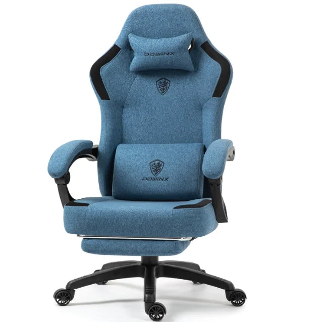 Dowinx Fabric Gaming Chair with Massage Lumbar Support and Footrest - Platinum-Level Office Chairs