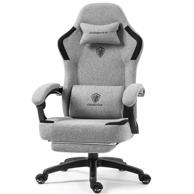 Dowinx Fabric Gaming Chair with Massage Lumbar Support and Footrest - Platinum-Level Office Chairs