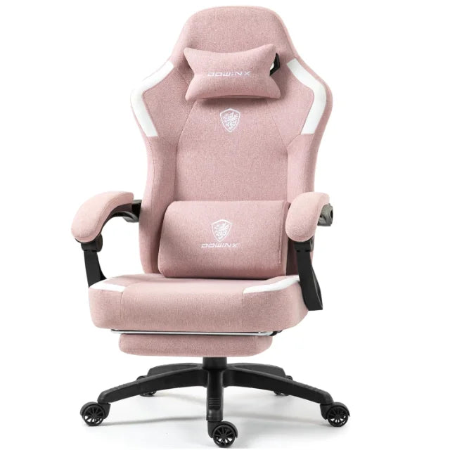 Dowinx Fabric Gaming Chair with Massage Lumbar Support and Footrest - Platinum-Level Office Chairs