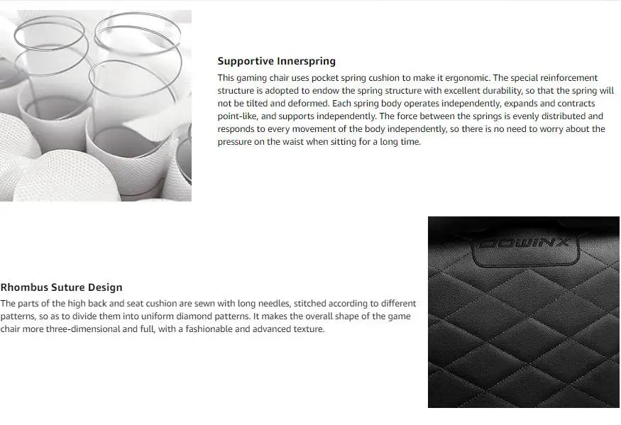 Dowinx Gaming Chair Ergonomic High Back Reclining PU Leather 350LBS - Platinum-Level Office Chairs