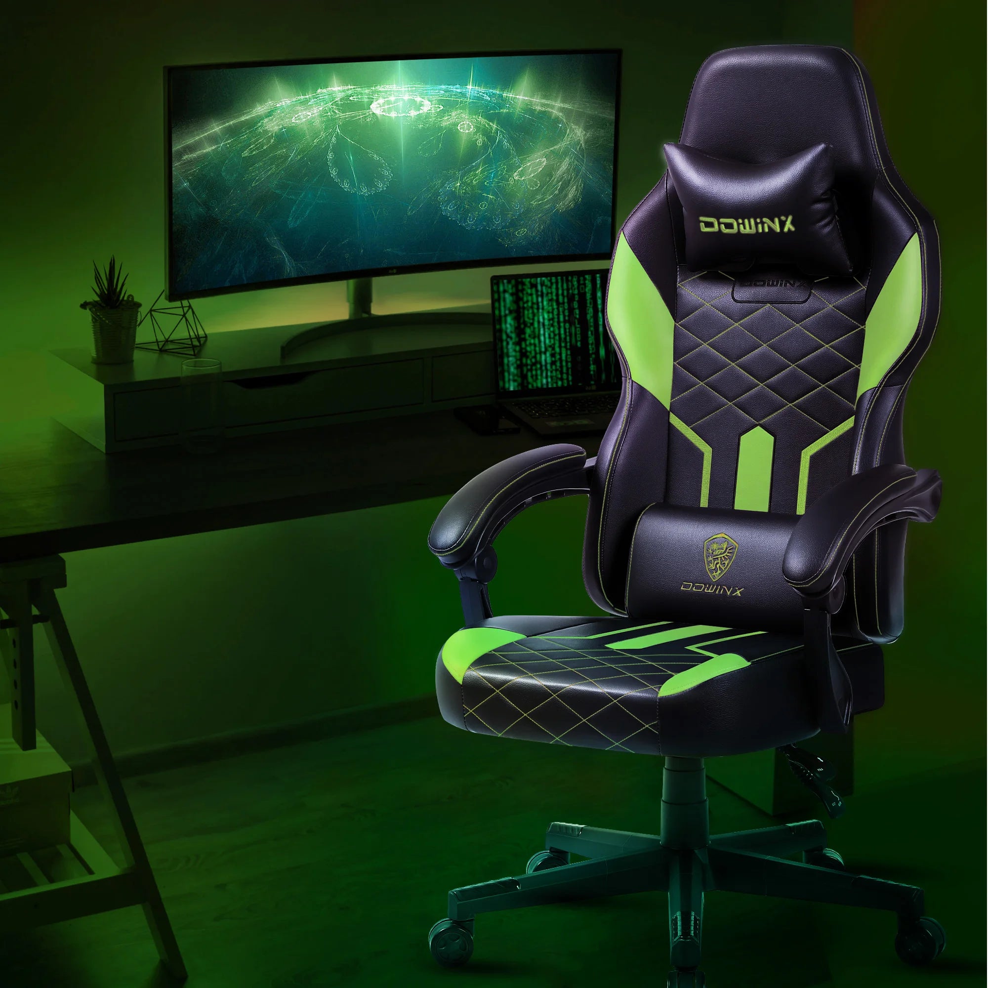 Dowinx Gaming Chair Ergonomic High Back Reclining PU Leather 350LBS - Platinum-Level Office Chairs