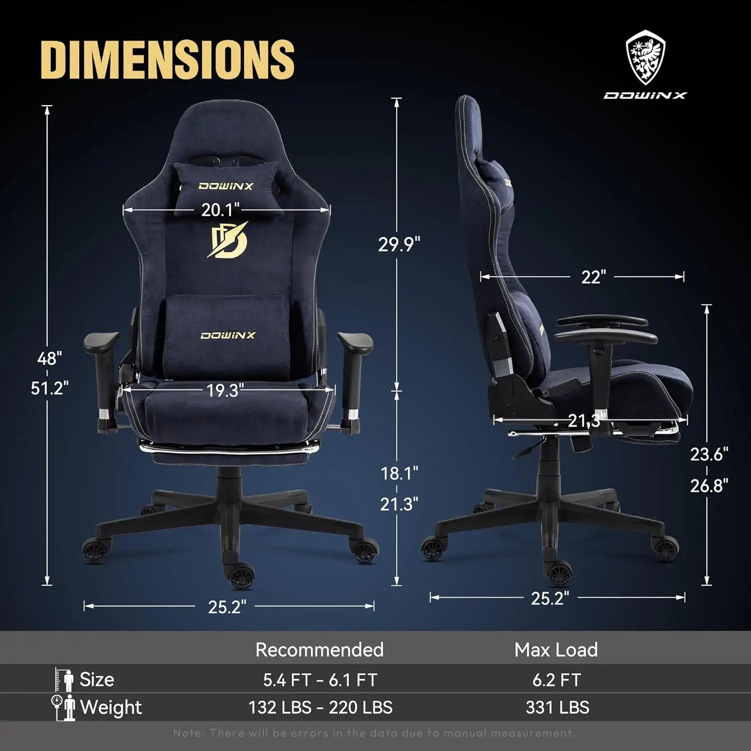 Dowinx Gaming Chair with Massage Support and Ergonomic Footrest - Platinum-Level Office Chairs