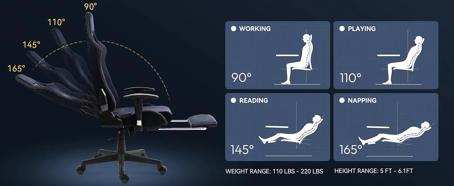 Dowinx Gaming Chair with Massage Support and Ergonomic Footrest - Platinum-Level Office Chairs