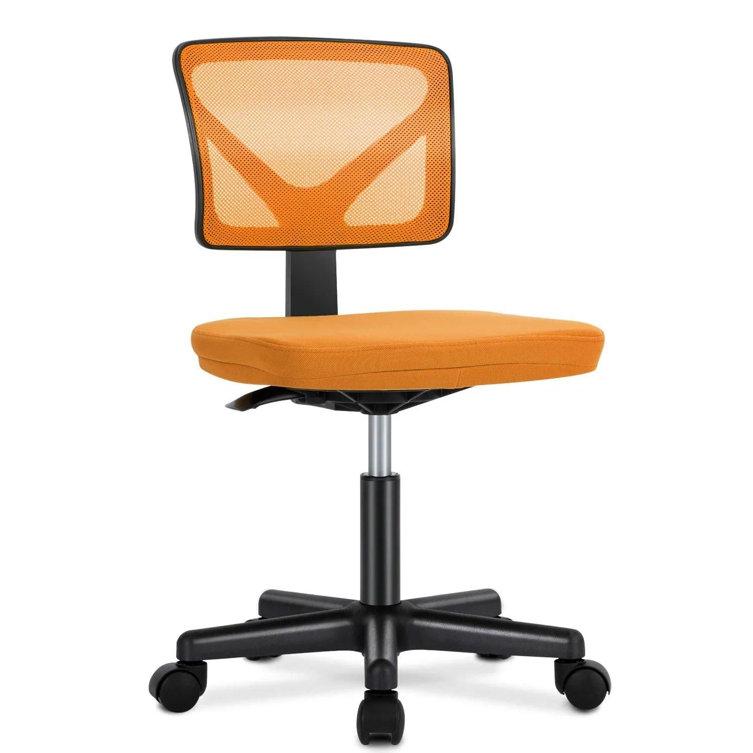JHK Adjustable Armless Office Chair with Lumbar Support - Low Back Mesh Design, 360° Swivel & Rolling Wheels - Platinum-Level Office Chairs