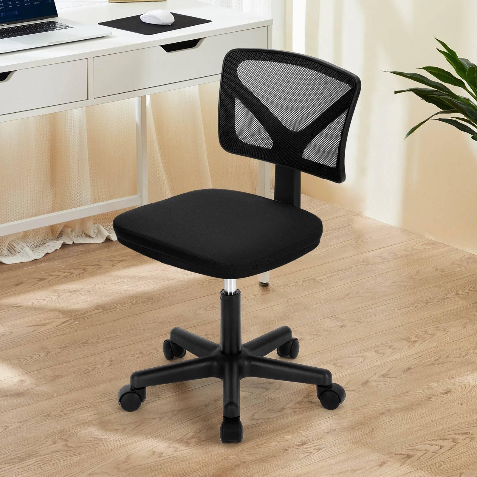 JHK Adjustable Armless Office Chair with Lumbar Support - Low Back Mesh Design, 360° Swivel & Rolling Wheels - Platinum-Level Office Chairs