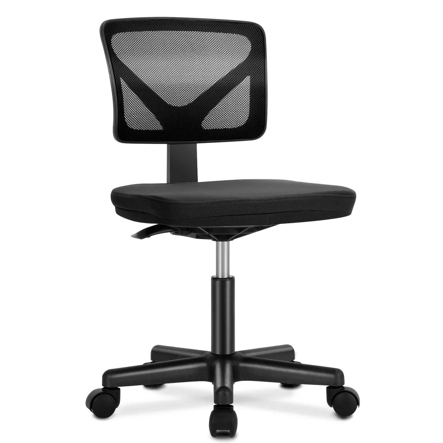 JHK Adjustable Armless Office Chair with Lumbar Support - Low Back Mesh Design, 360° Swivel & Rolling Wheels - Platinum-Level Office Chairs