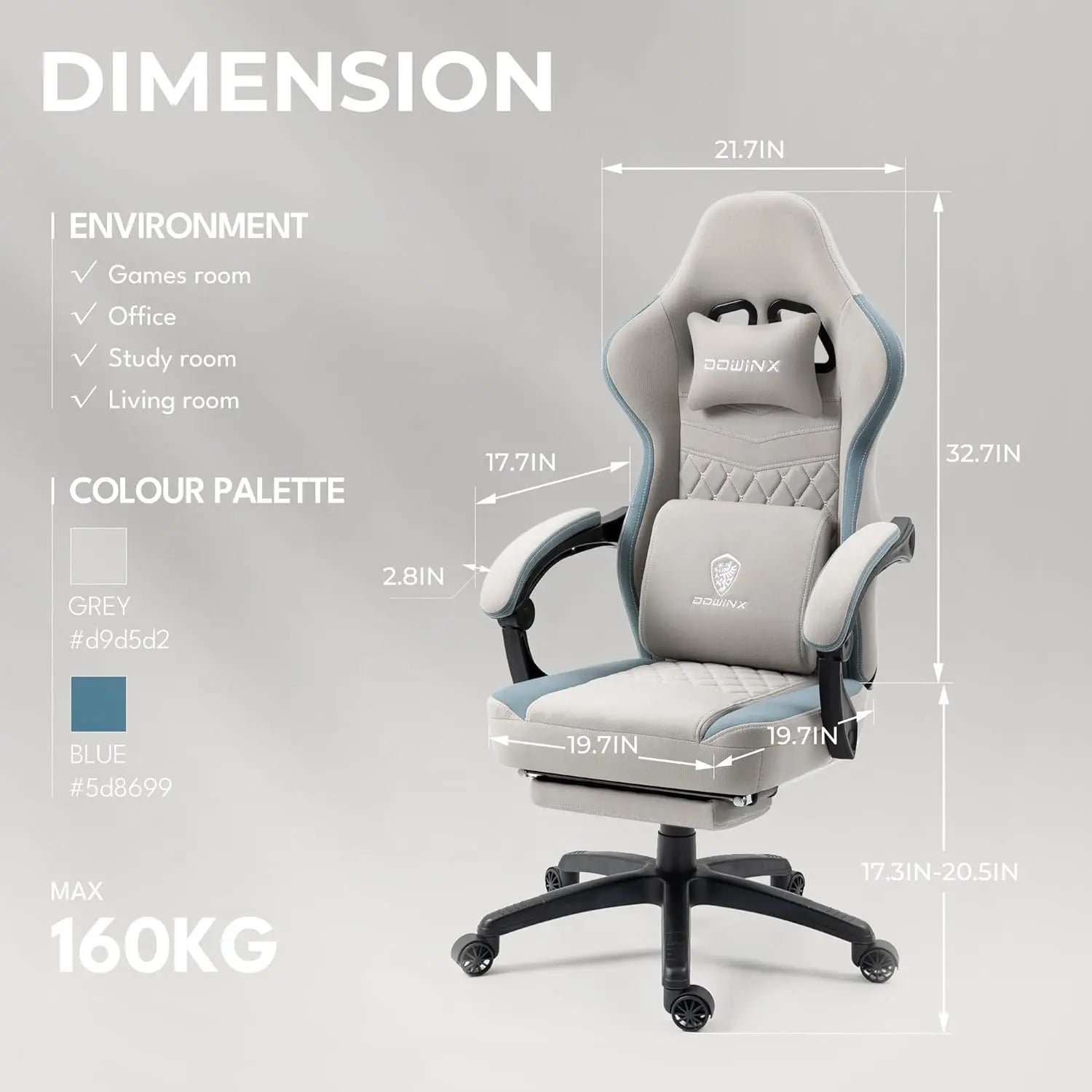 Dowinx Gaming Chair Breathable Fabric with Pocket Spring Cushion - Platinum-Level Office Chairs