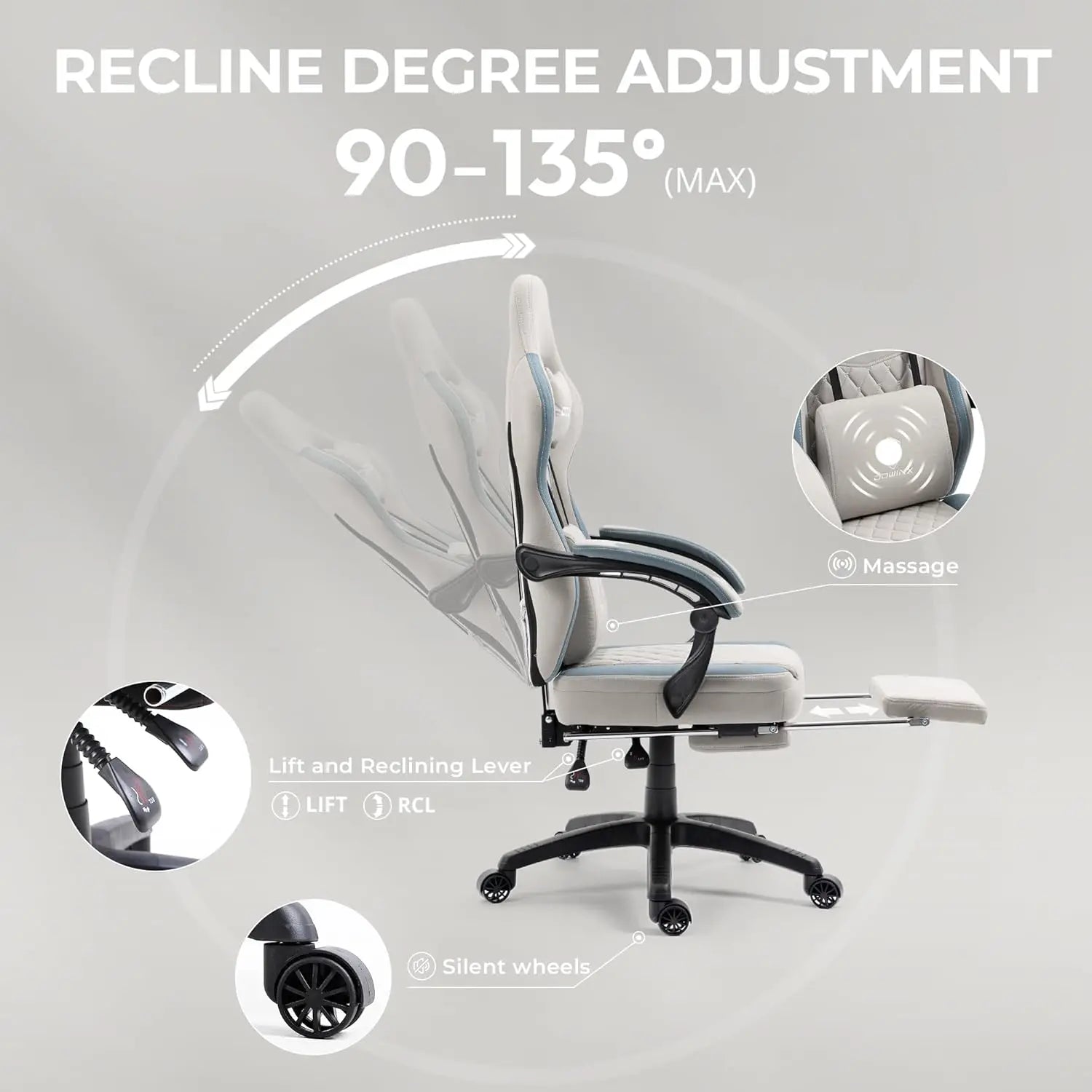 Dowinx Gaming Chair Breathable Fabric with Pocket Spring Cushion - Platinum-Level Office Chairs