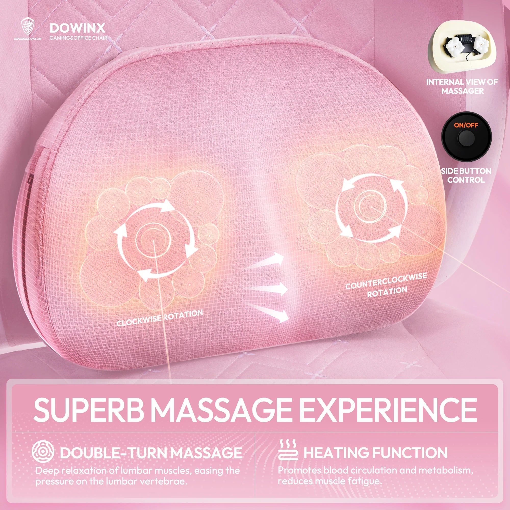 Dowinx Gaming Chair with Heated Massage Lumbar Support and Footrest - Platinum-Level Office Chairs