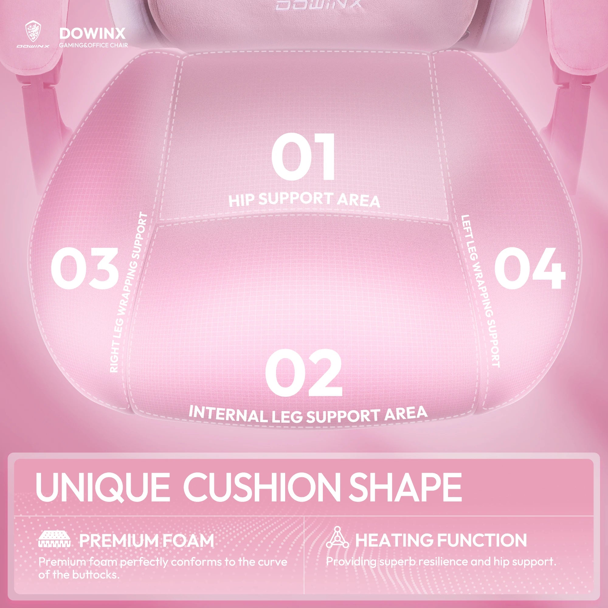 Dowinx Gaming Chair with Heated Massage Lumbar Support and Footrest - Platinum-Level Office Chairs