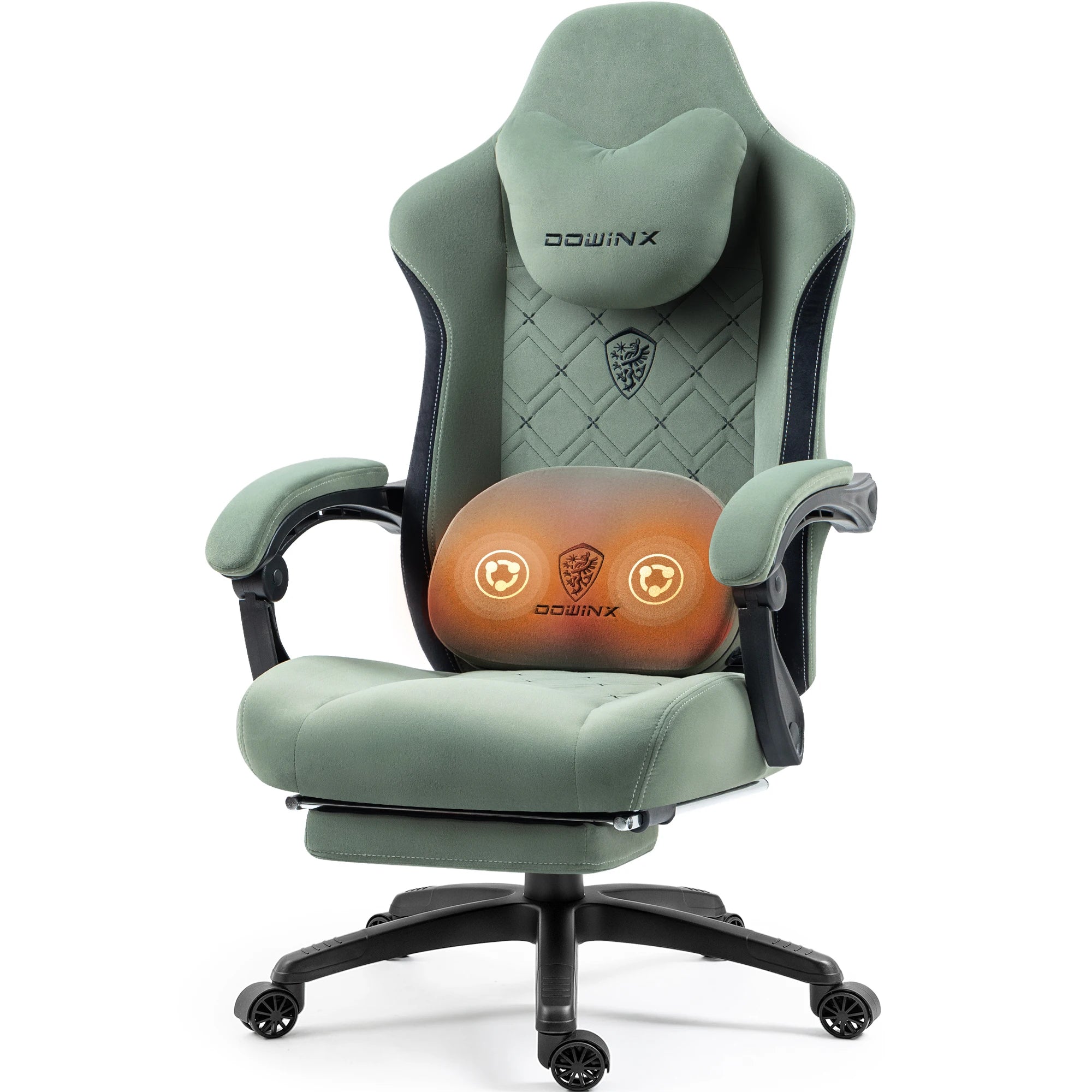 Dowinx Gaming Chair with Heated Massage Lumbar Support and Footrest - Platinum-Level Office Chairs
