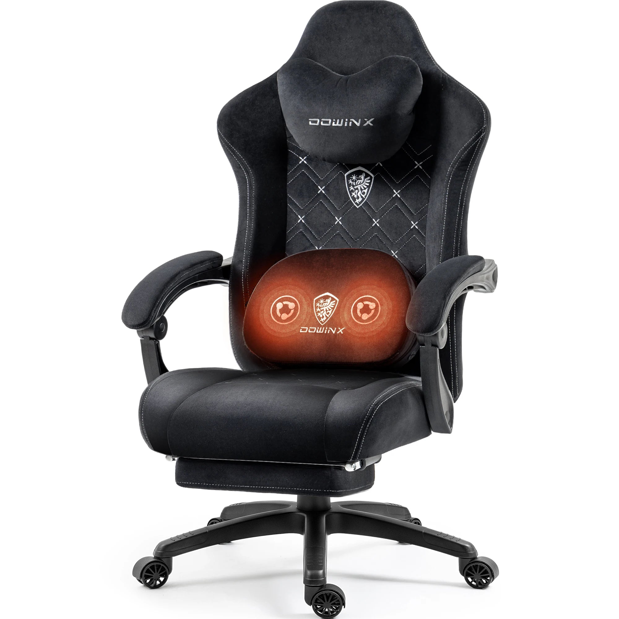 Dowinx Gaming Chair with Heated Massage Lumbar Support and Footrest - Platinum-Level Office Chairs