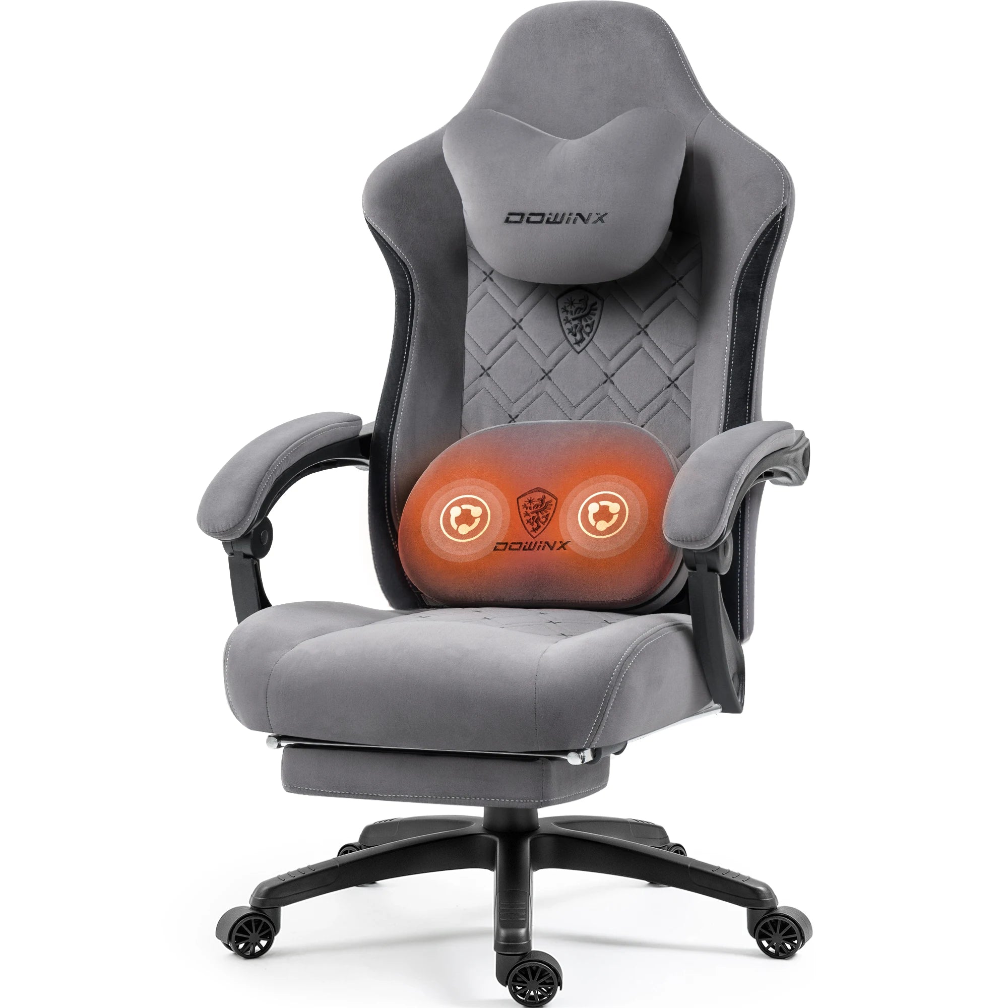 Dowinx Gaming Chair with Heated Massage Lumbar Support and Footrest - Platinum-Level Office Chairs