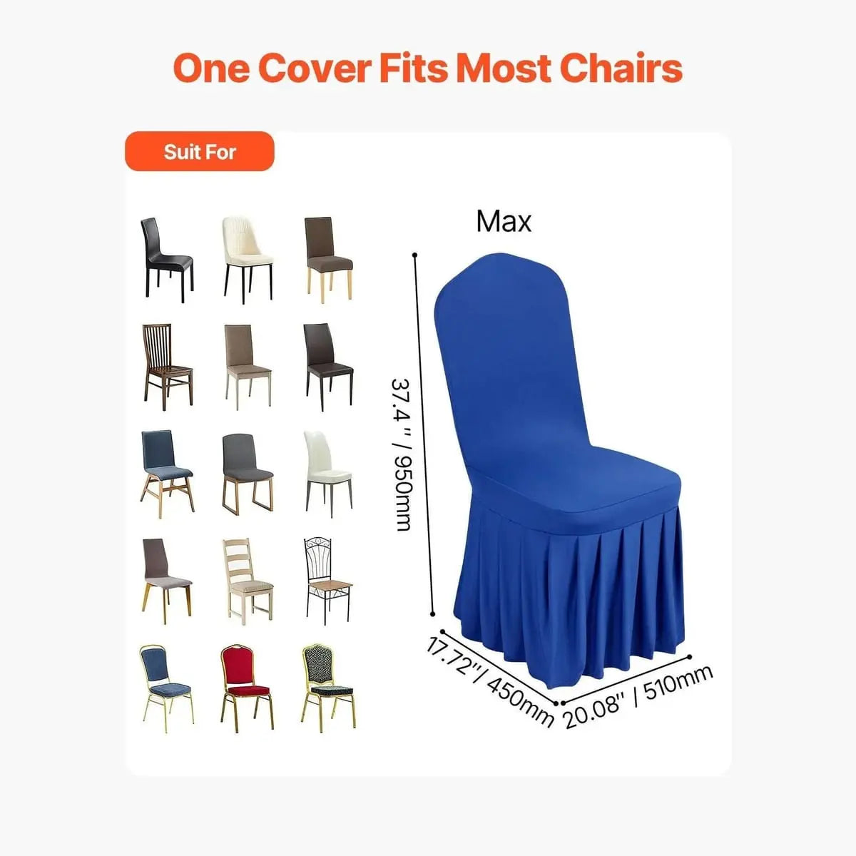 Set of 30 blue spandex stretch chair covers by Platinum-Level Office Chairs, designed for elegant event decoration.
