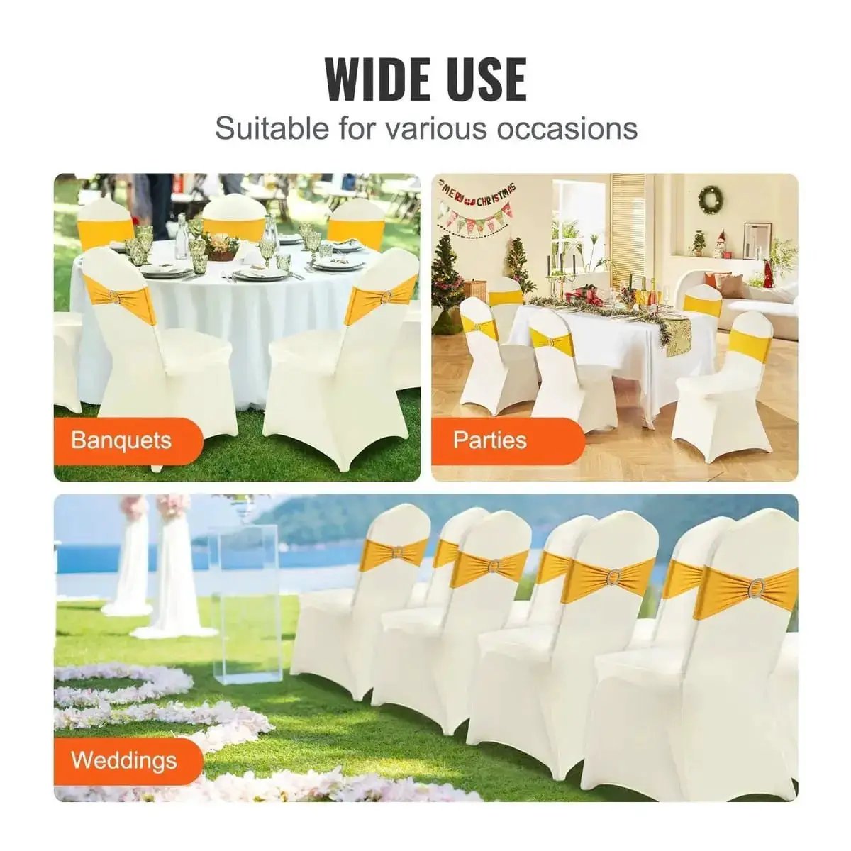 Folding Chair Covers Ivory White 100 Pack Stretch Spandex Durable - Platinum-Level Office Chairs