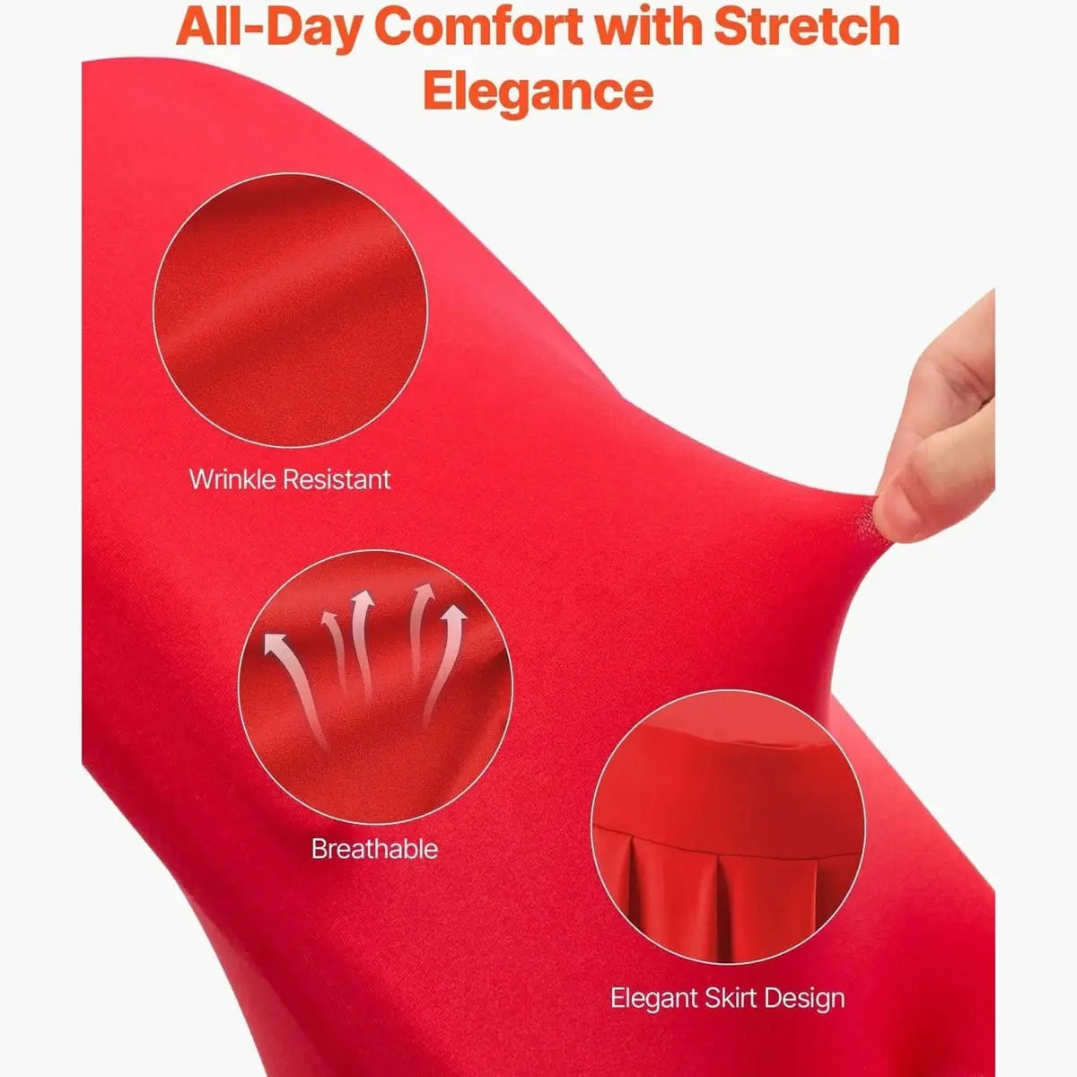 Set of 30 red stretch-fit chair covers by Platinum-Level Office Chairs, perfect for elegant event decor.