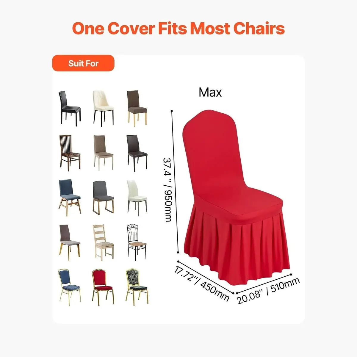 Red stretch-fit chair covers for elegant event decor, 30-pack, designed to fit Platinum-Level Office Chairs.