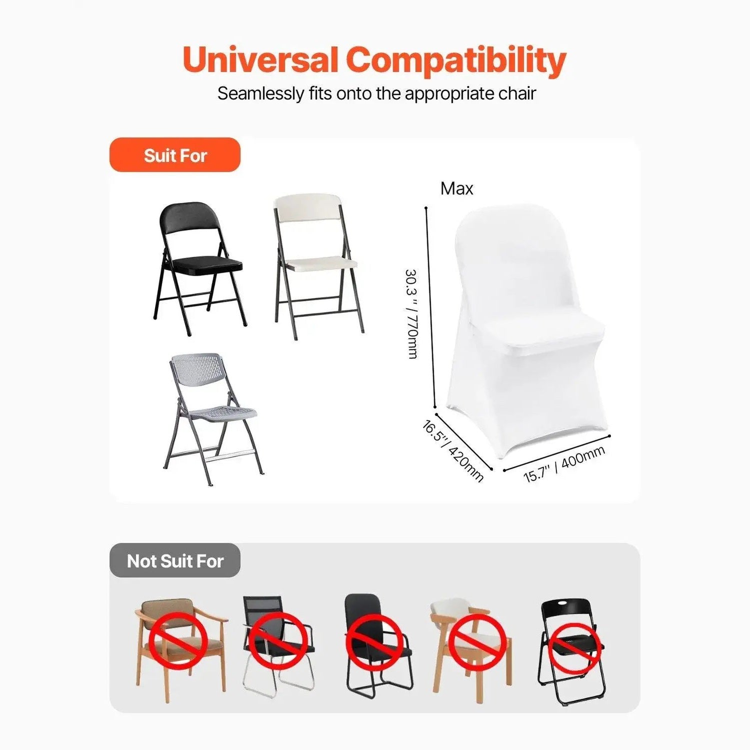Set of 12 white stretch spandex chair covers from Platinum-Level Office Chairs, elegant for weddings and special events.