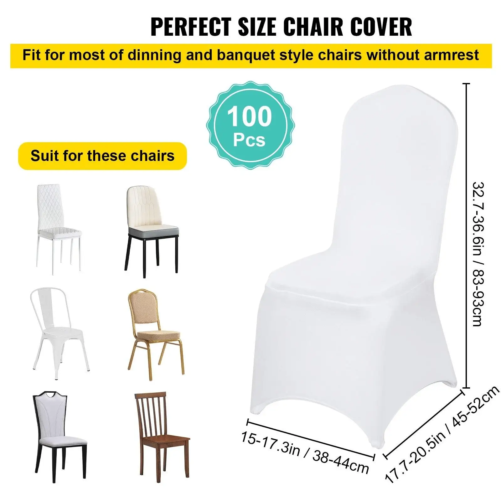 White spandex folding chair covers by Platinum-Level Office Chairs, set of 100, easy-fit stretch fabric for office chairs.