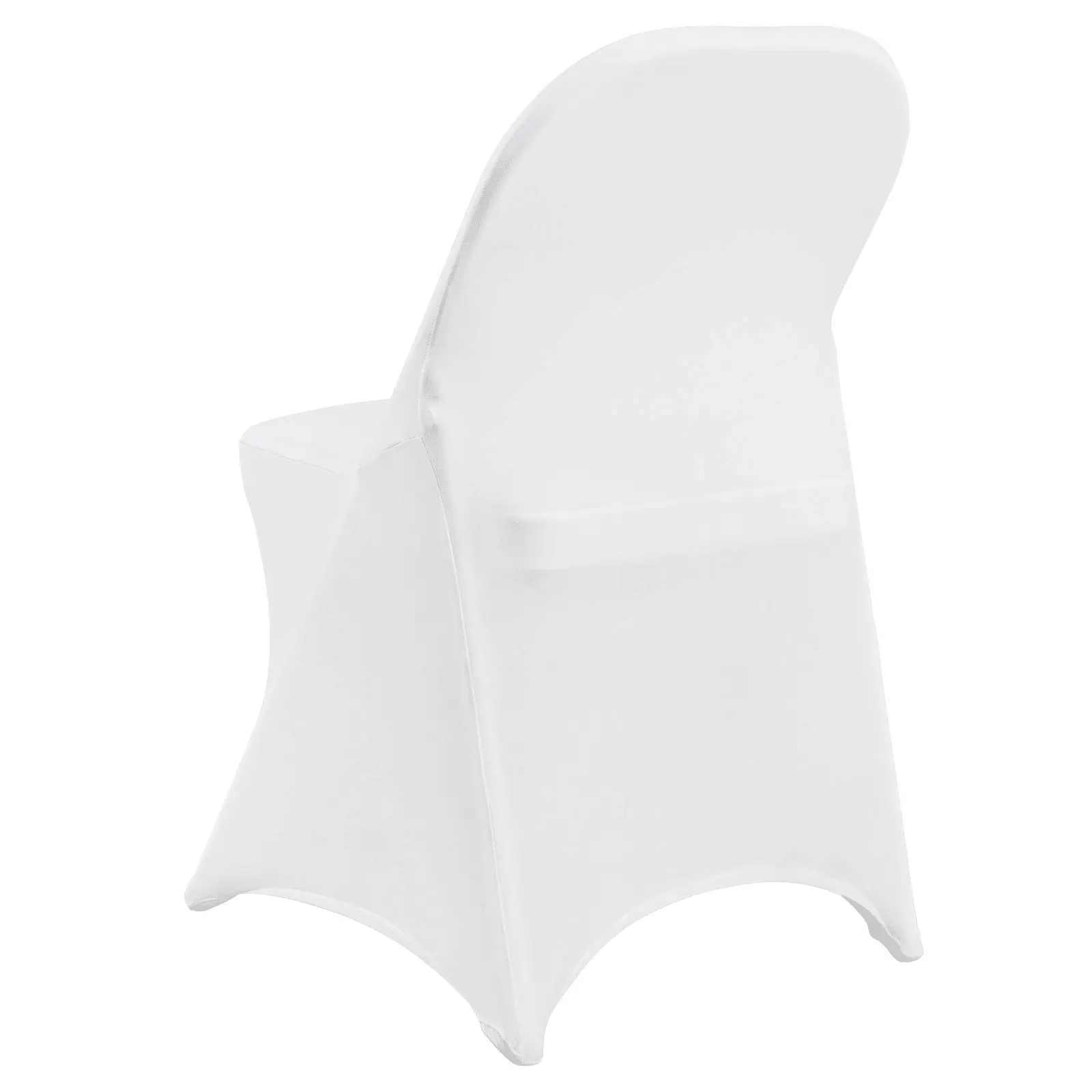 White stretch chair covers by Platinum-Level Office Chairs, universal fit, set of 50, ideal for elegant wedding decor.