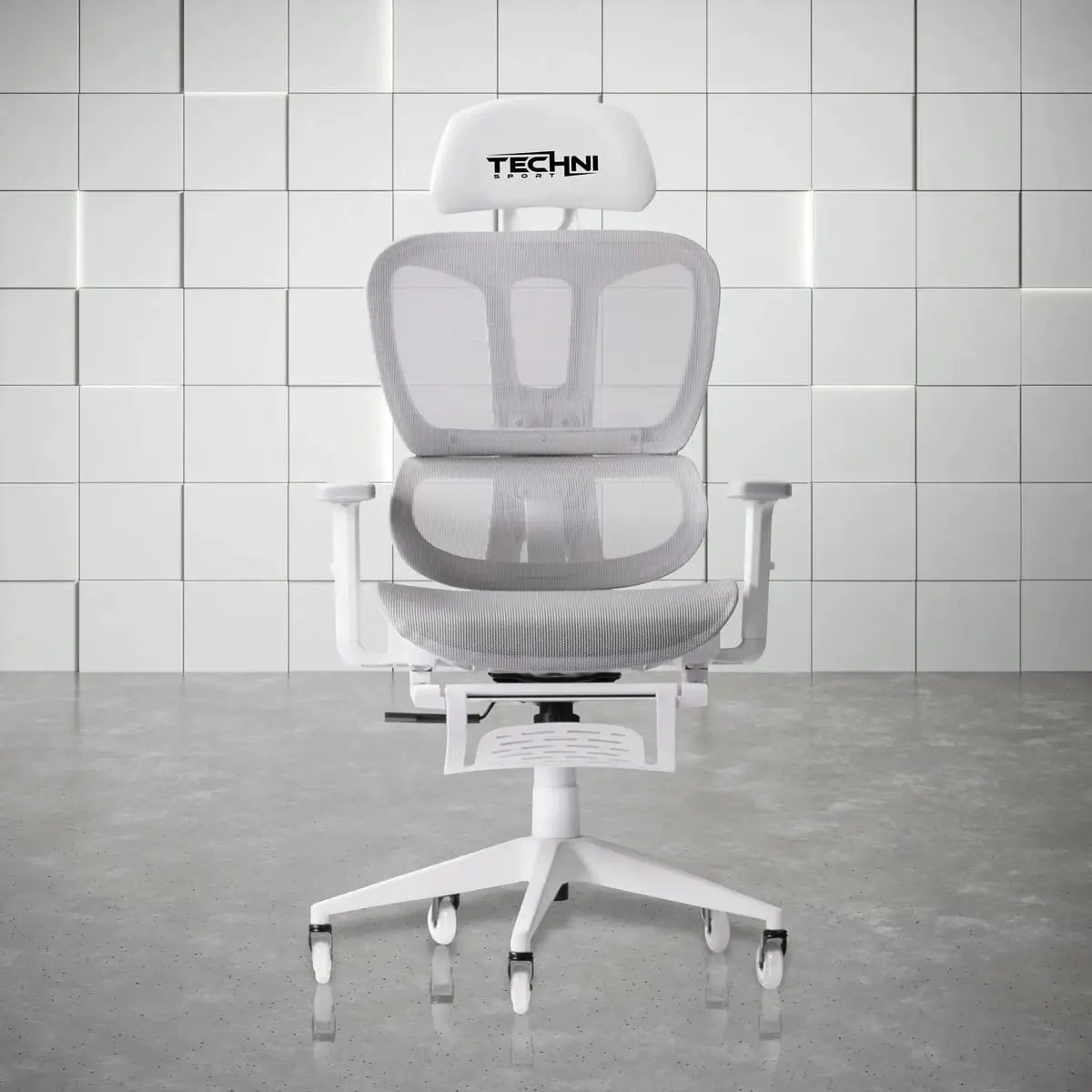 Techni Sport AIRFLEX2.0 White Mesh Gaming Chair - Ergonomic, Breathable, 110° Recline, Footrest for Gamers Platinum-Level Office Chairs