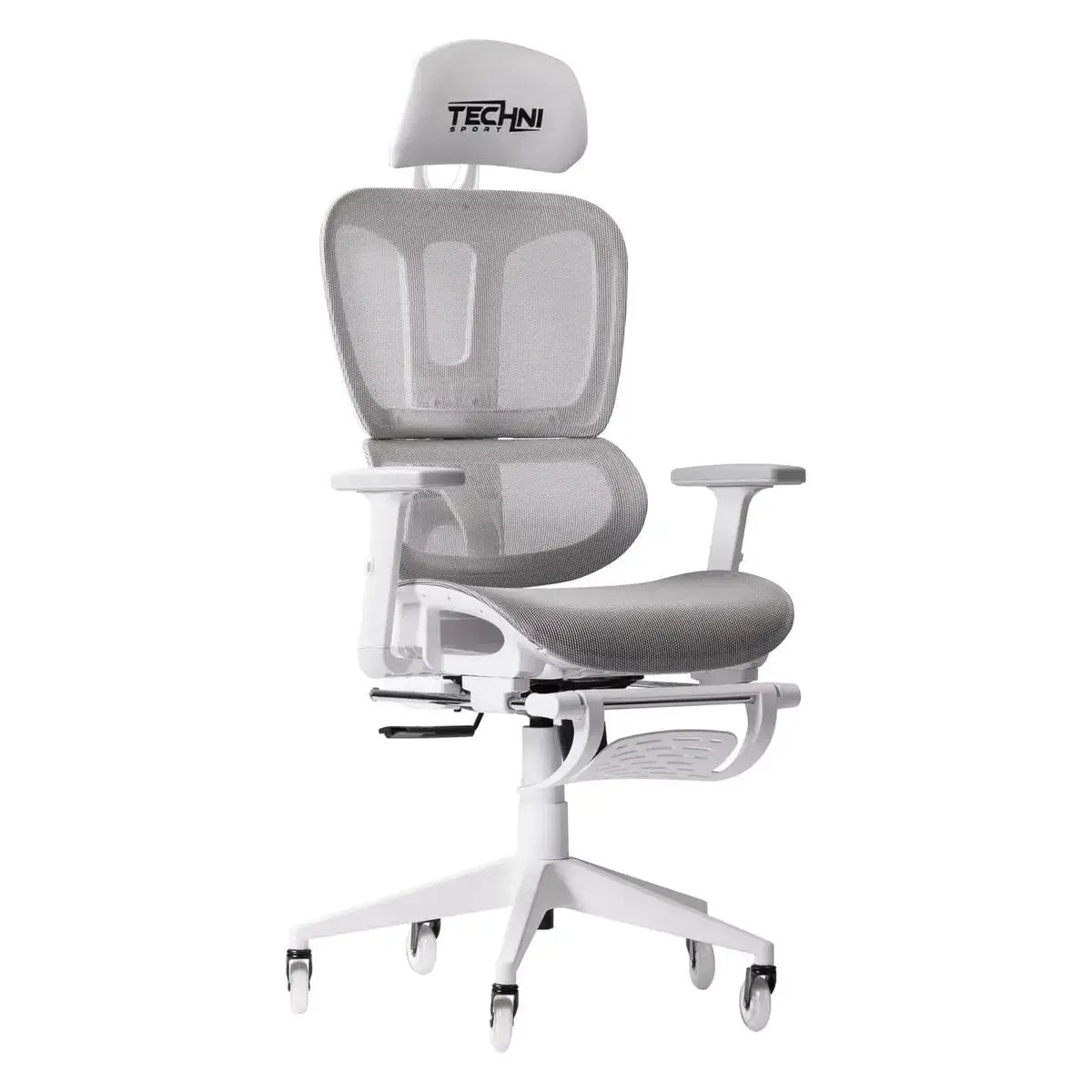 Techni Sport AIRFLEX2.0 White Mesh Gaming Chair - Ergonomic, Breathable, 110° Recline, Footrest for Gamers - Platinum-Level Office Chairs