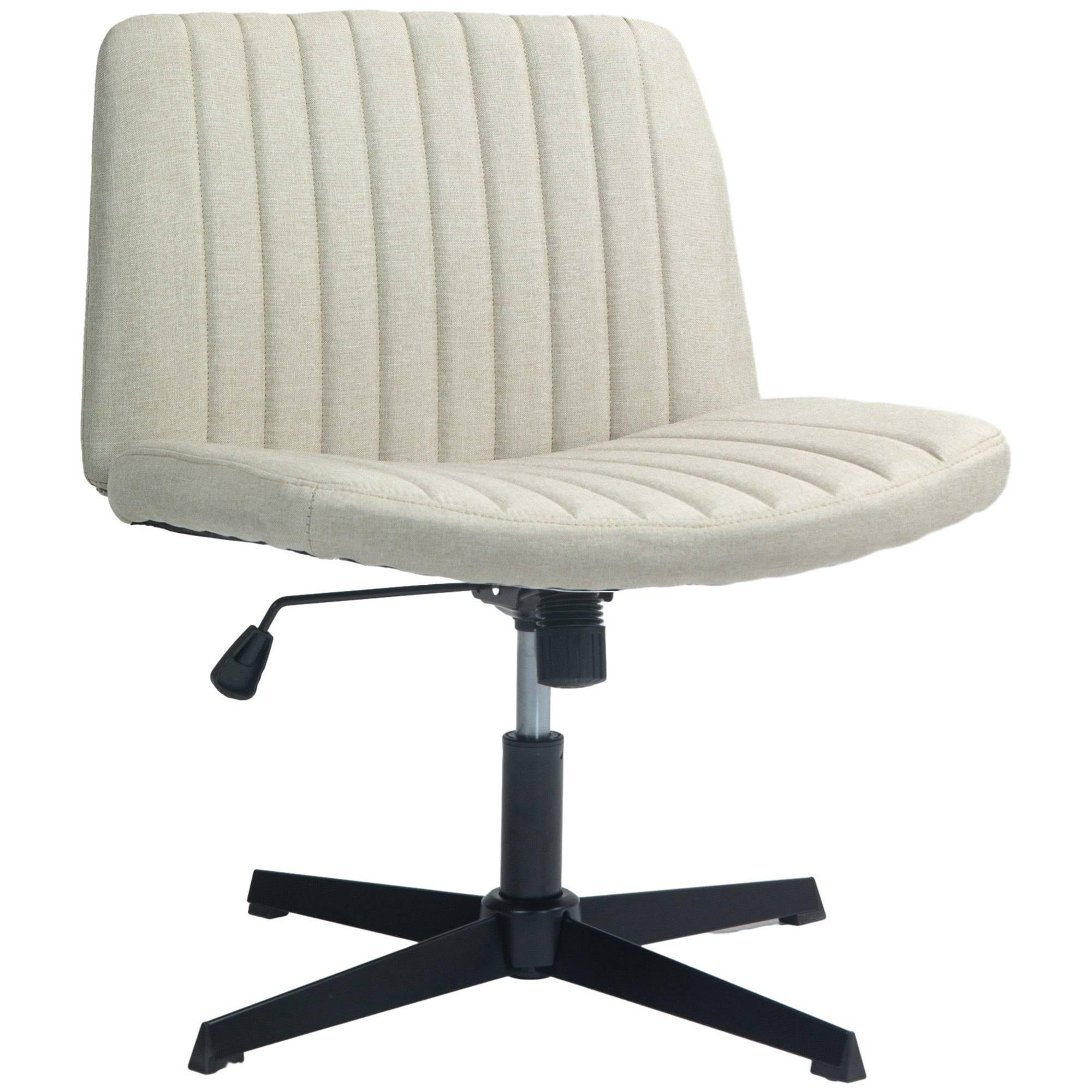 Beige Armless Wide Office Chair with Adjustable Height and 360° Swivel - Platinum-Level Office Chairs