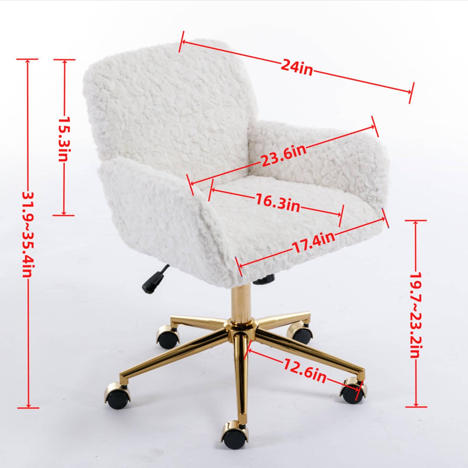 Beige Velvet Office Chair with Golden Base, Adjustable Swivel Design and Reclining Feature - Platinum-Level Office Chairs
