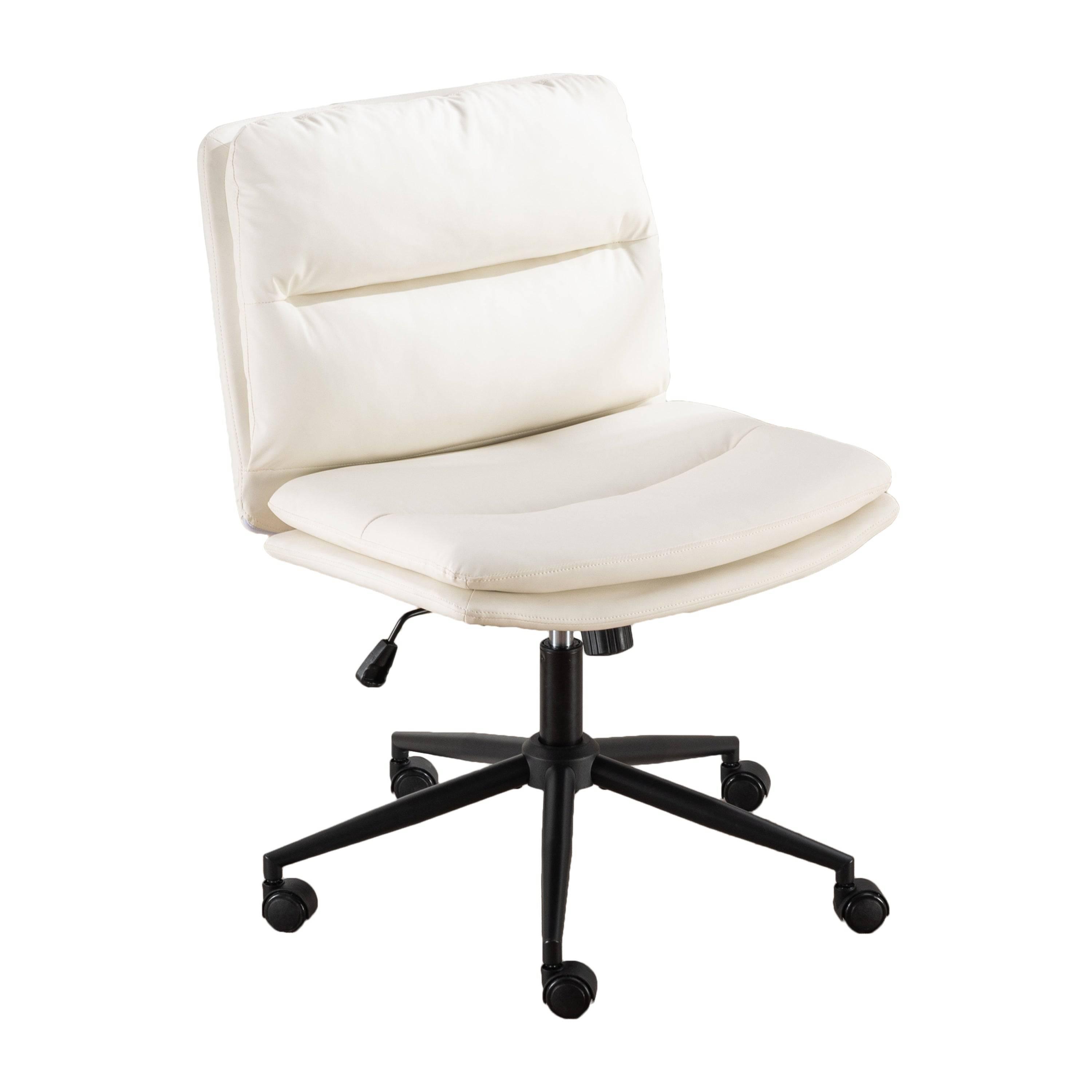Bizerte Adjustable Swivel Criss-Cross Office and Vanity Chair with Wide Seat, White - Platinum-Level Office Chairs