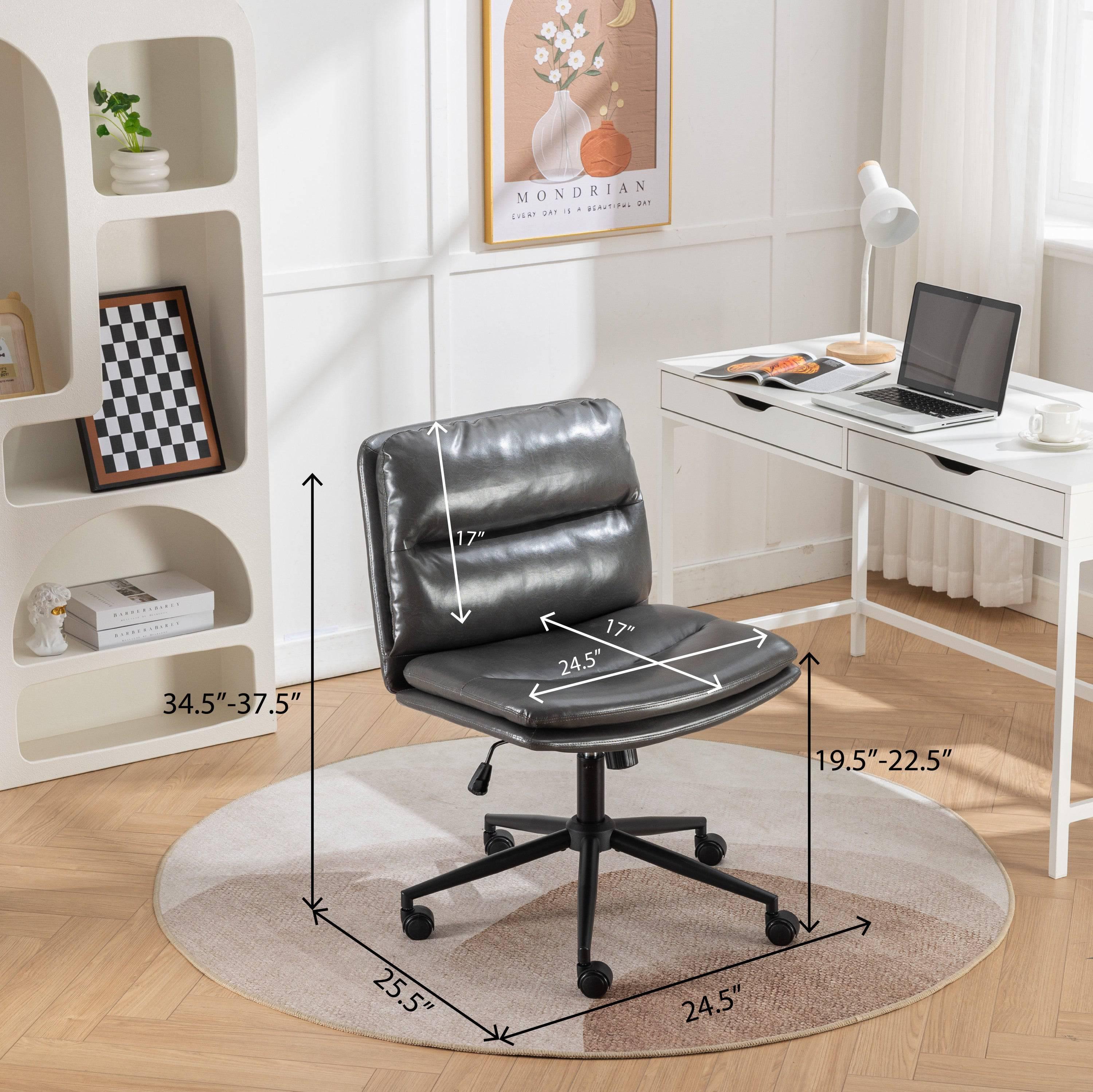 Bizerte Height-Adjustable Criss-Cross Swivel Chair with Wide Seat, Gray Office and Vanity Chair - Platinum-Level Office Chairs