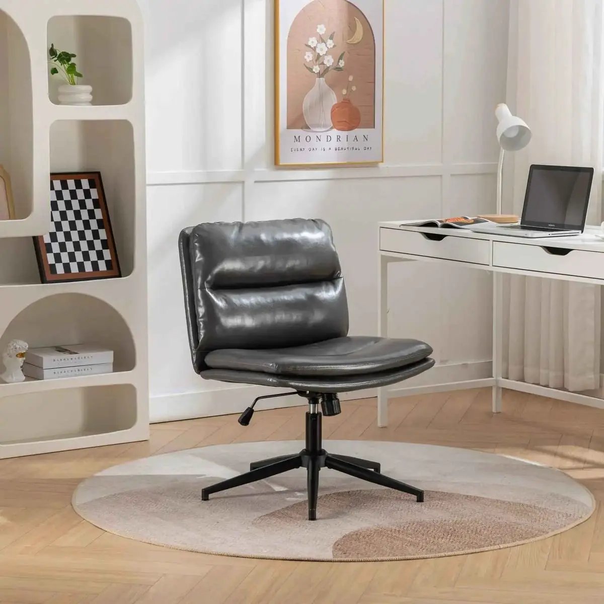 Bizerte Height-Adjustable Criss-Cross Swivel Chair with Wide Seat, - Platinum-Level Office Chairs