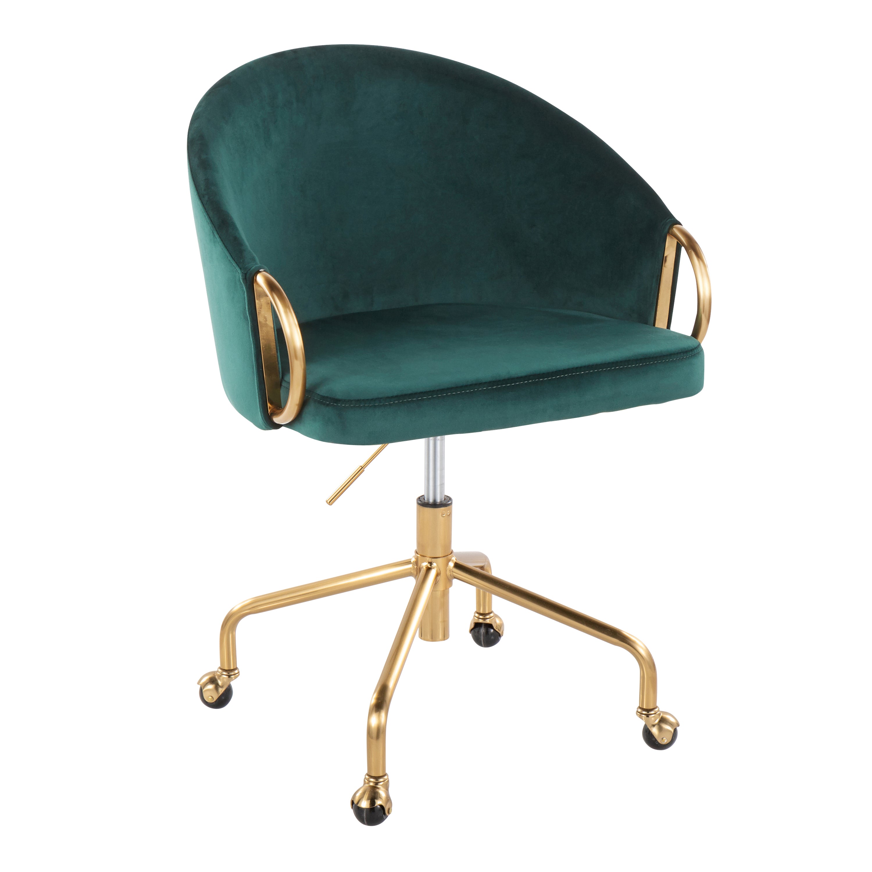 Claire Contemporary/Glam Task Chair in Gold Metal and Green Velvet by LumiSource - Platinum-Level Office Chairs