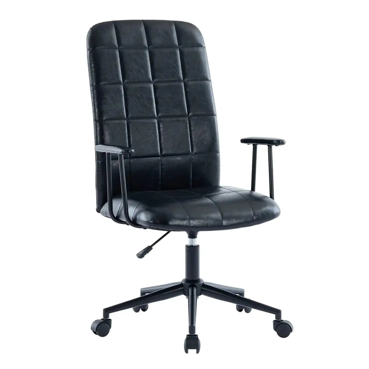 Comfortable black PU leather high-back office chair with armrests, 360-degree swivel and gas lift from Platinum-Level Office Chairs.