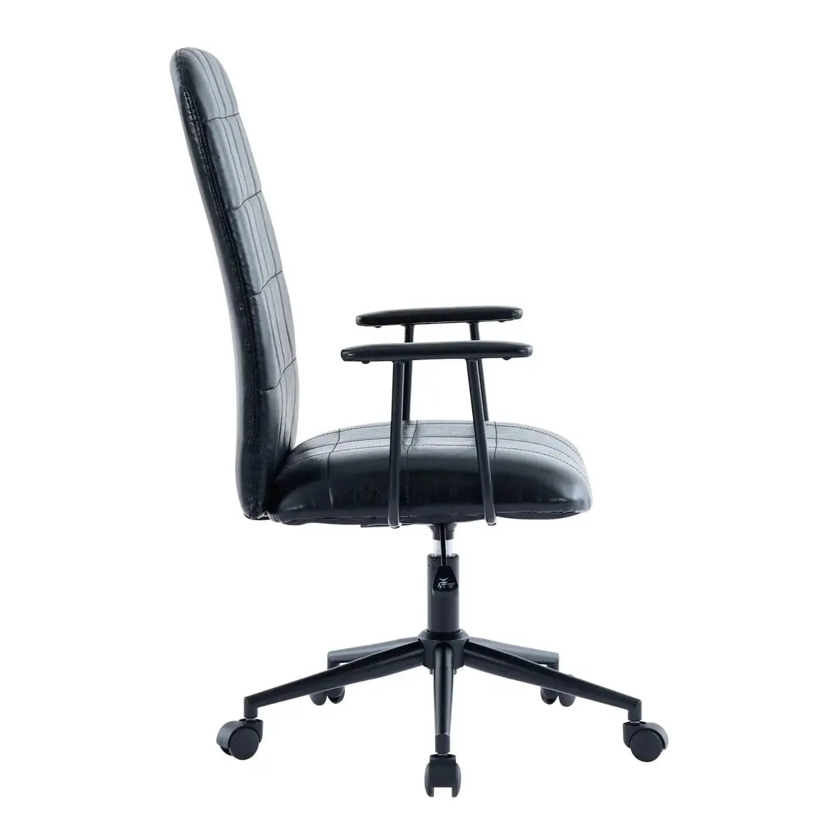 Comfortable antique black PU leather high back office chair with armrests, 360-degree swivel and gas lift from Platinum-Level Office Chairs.