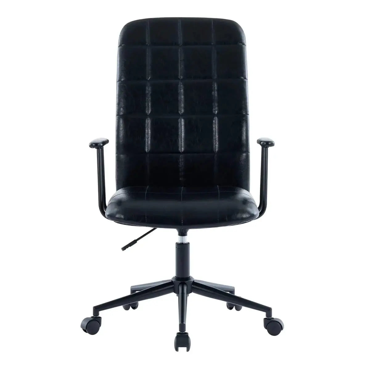 Comfortable antique black PU leather high-back office chair with armrests, 360 swivel and gas lift from Platinum-Level Office Chairs.