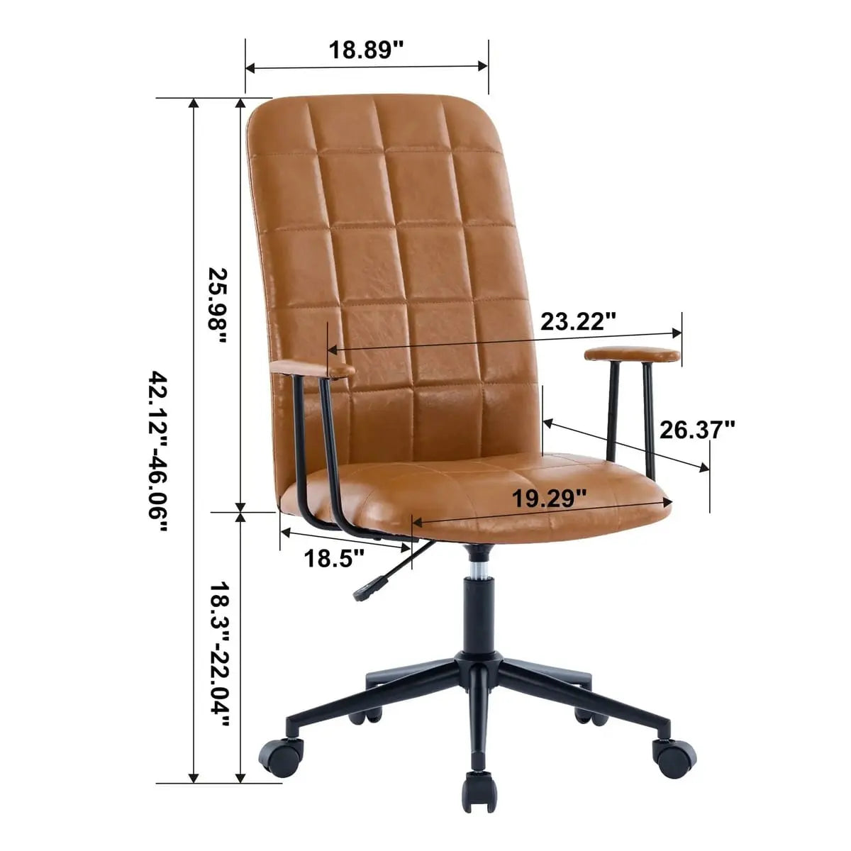 Comfortable antique black PU leather high back office chair with armrests, 360-degree swivel and gas lift from Platinum-Level Office Chairs.