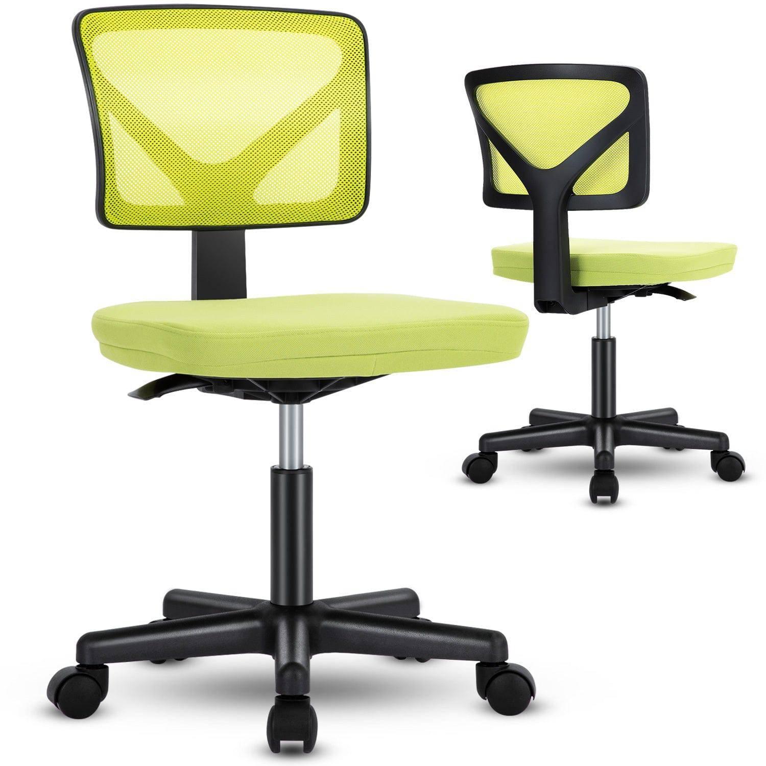 Compact Green Armless Office Chair with Breathable Mesh and Lumbar Support - Platinum-Level Office Chairs