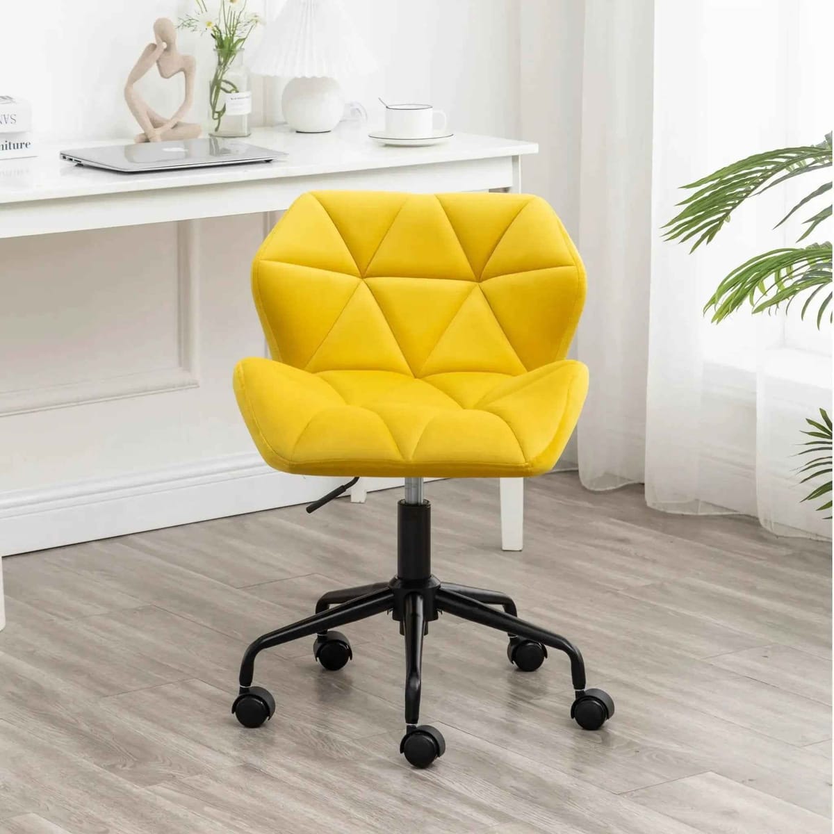 Eldon Diamond Tufted Adjustable Swivel Office Chair Velvet Luxe For - Platinum-Level Office Chairs