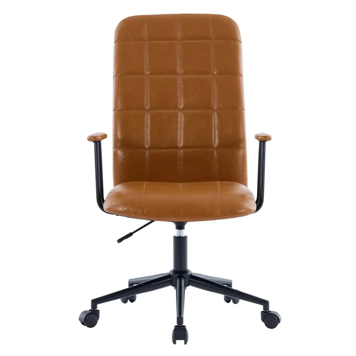 Ergonomic antique brown PU leather office chair with high back, padded armrests, gas lift, and 360-degree swivel by Platinum-Level Office Chairs