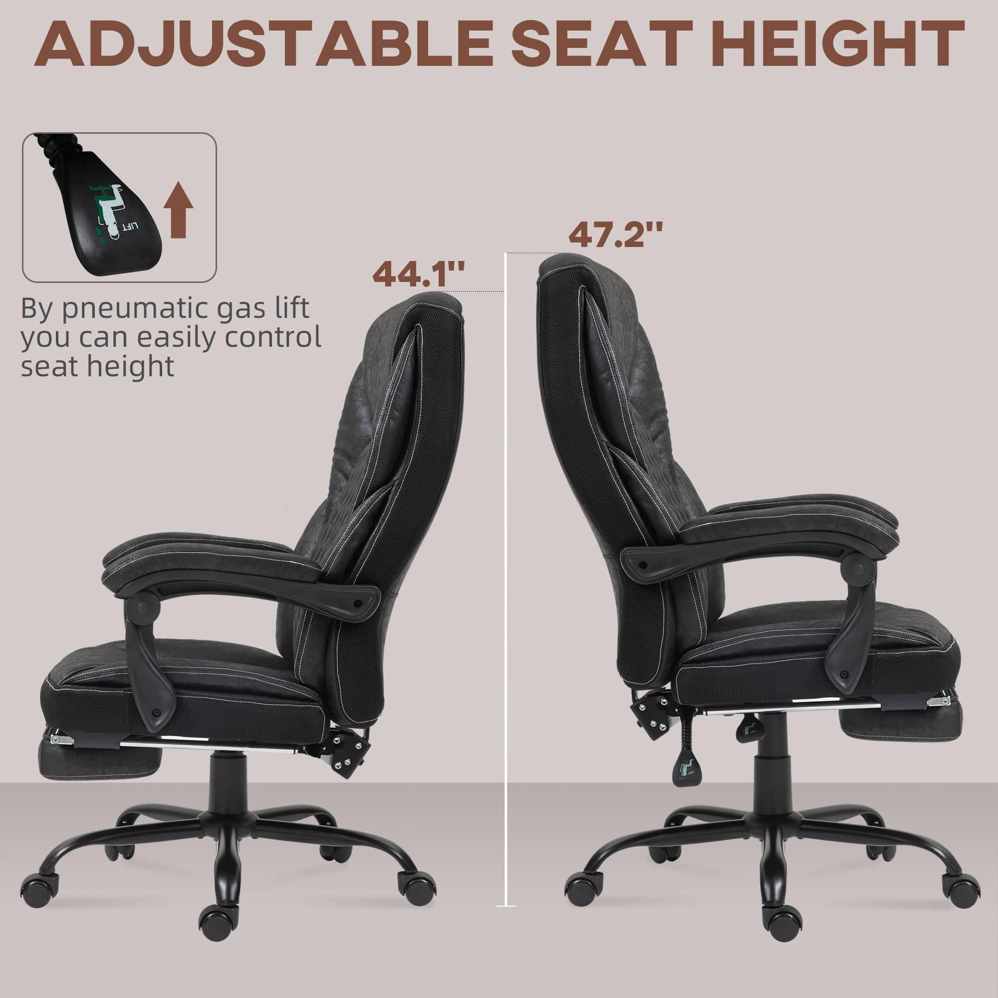 Ergonomic Big and Tall Office Chair with Footrest and Recline Function, Adjustable High Back Swivel Desk Chair in Black - Platinum-Level Office Chairs