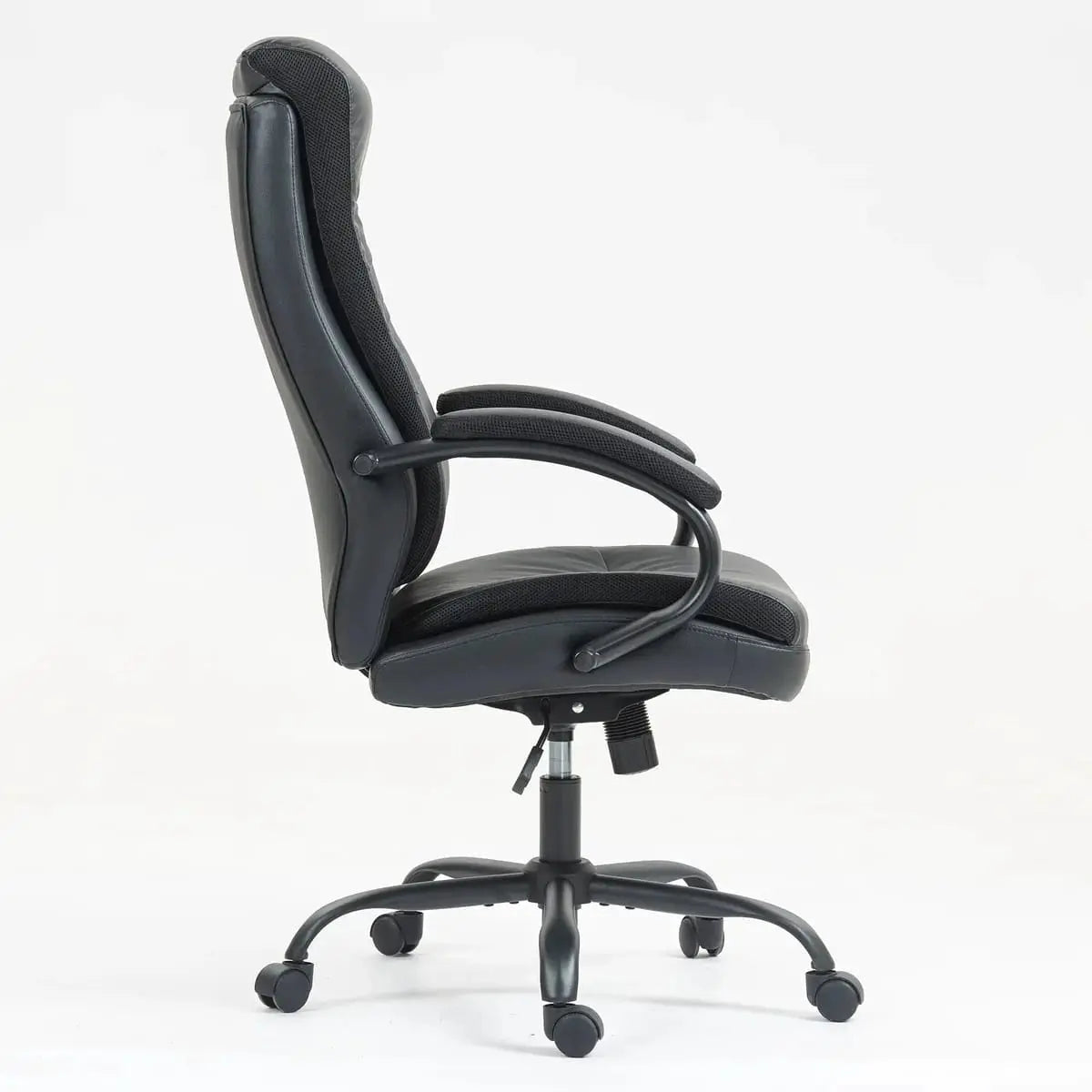 Ergonomic Black High Back PU Leather Office Chair with Adjustable Height Recline and Lumbar Support
