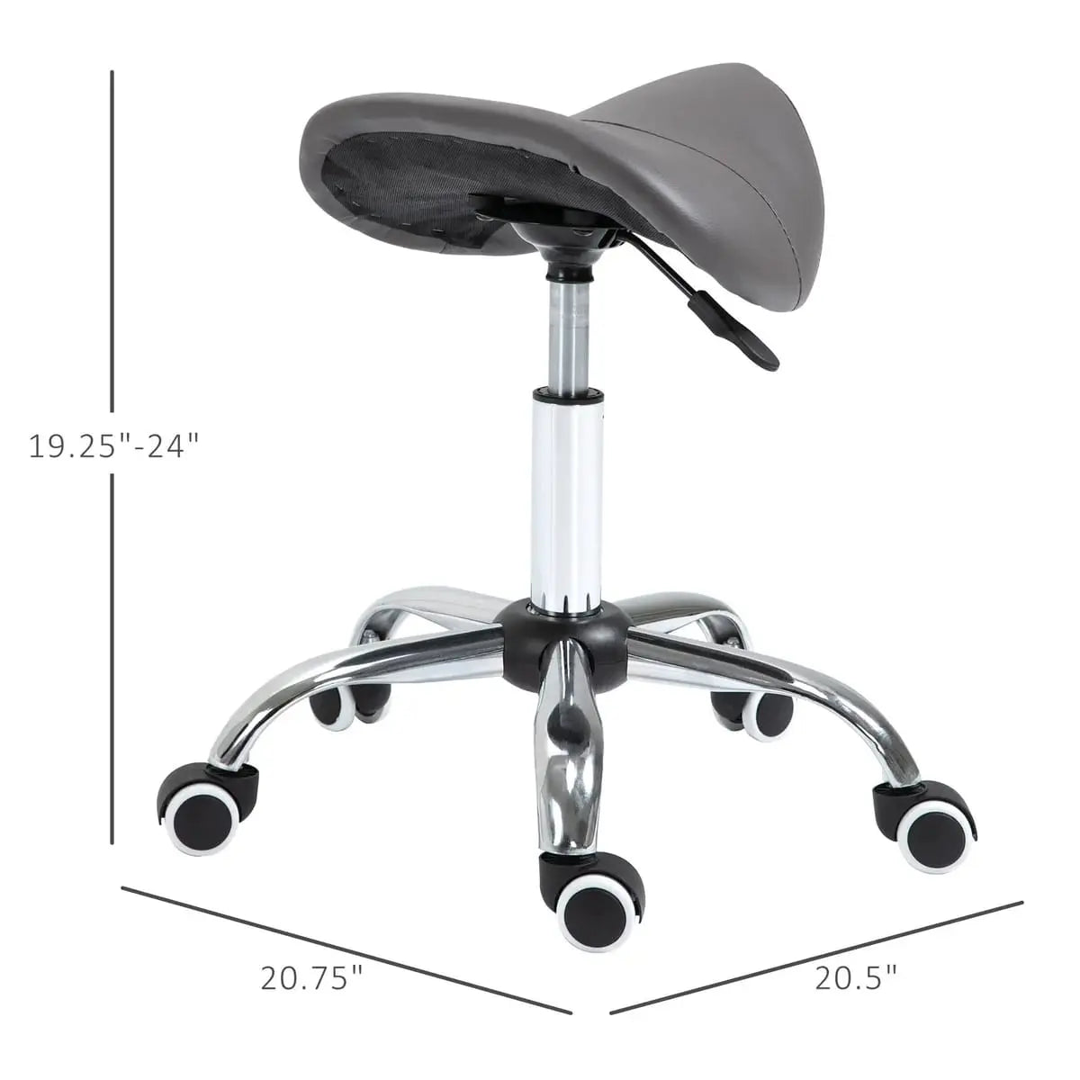 Ergonomic Platinum-Level Office Chairs rolling saddle stool with hydraulic height adjustment and padded seat for comfort.