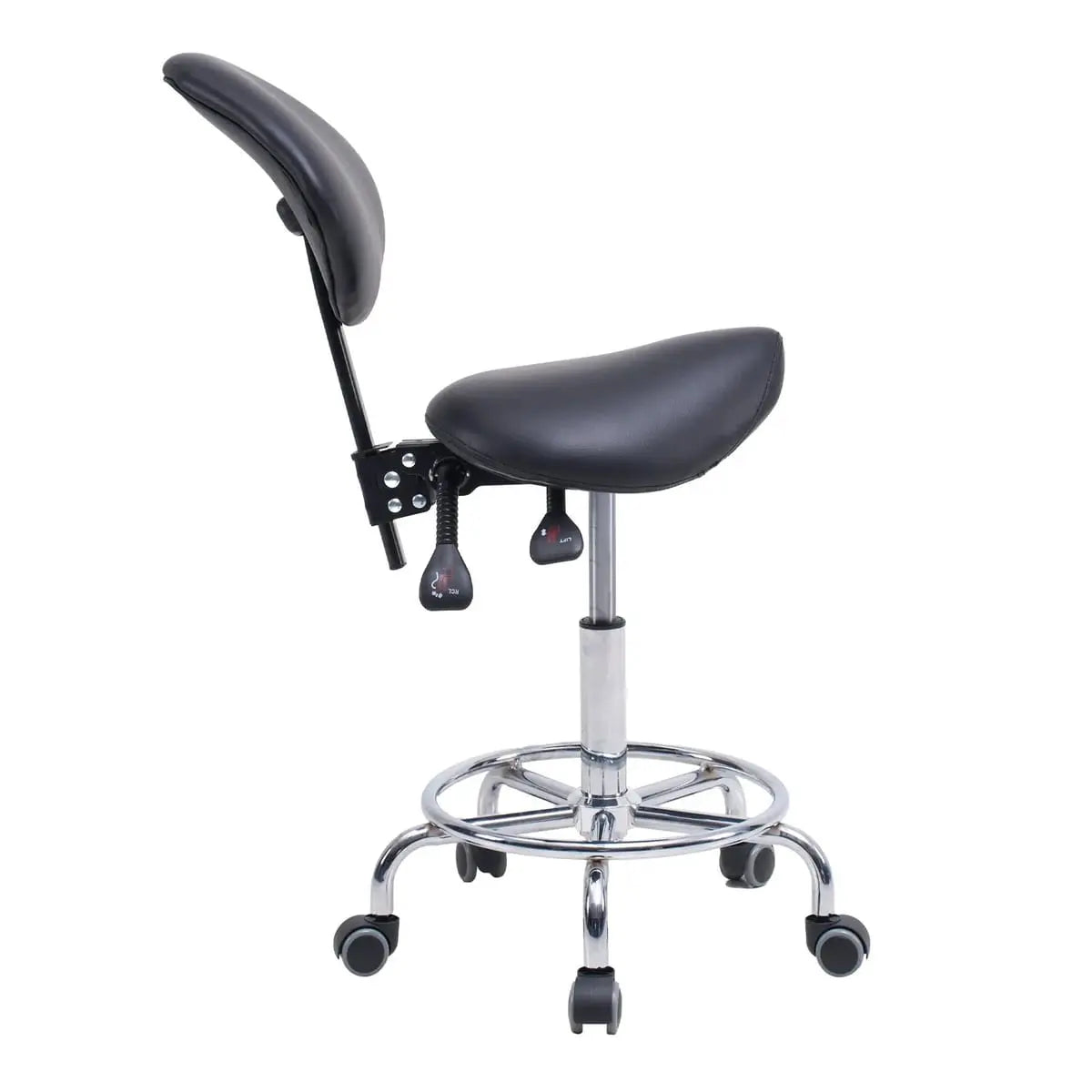 Ergonomic saddle stool chair with backrest and hydraulic tilt from Platinum-Level Office Chairs, designed for comfortable seating.
