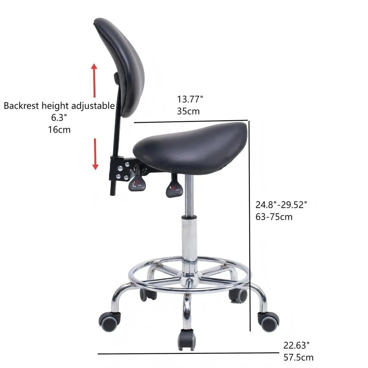 Ergonomic saddle stool chair with backrest and hydraulic tilt by Platinum-Level Office Chairs, featuring a modern design and adjustable height.