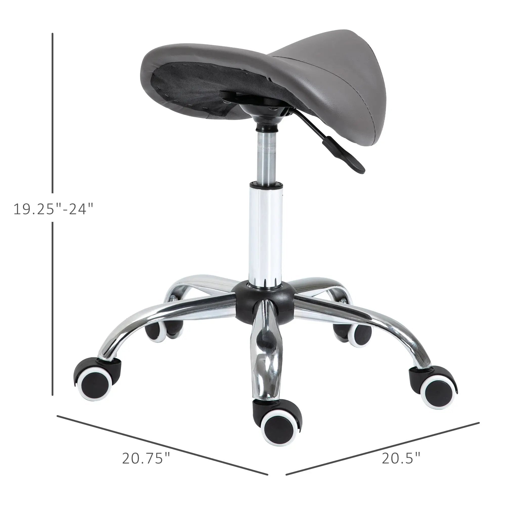Ergonomic saddle stool by Platinum-Level Office Chairs with hydraulic height adjustment and swivel base, shown in a modern office setting.