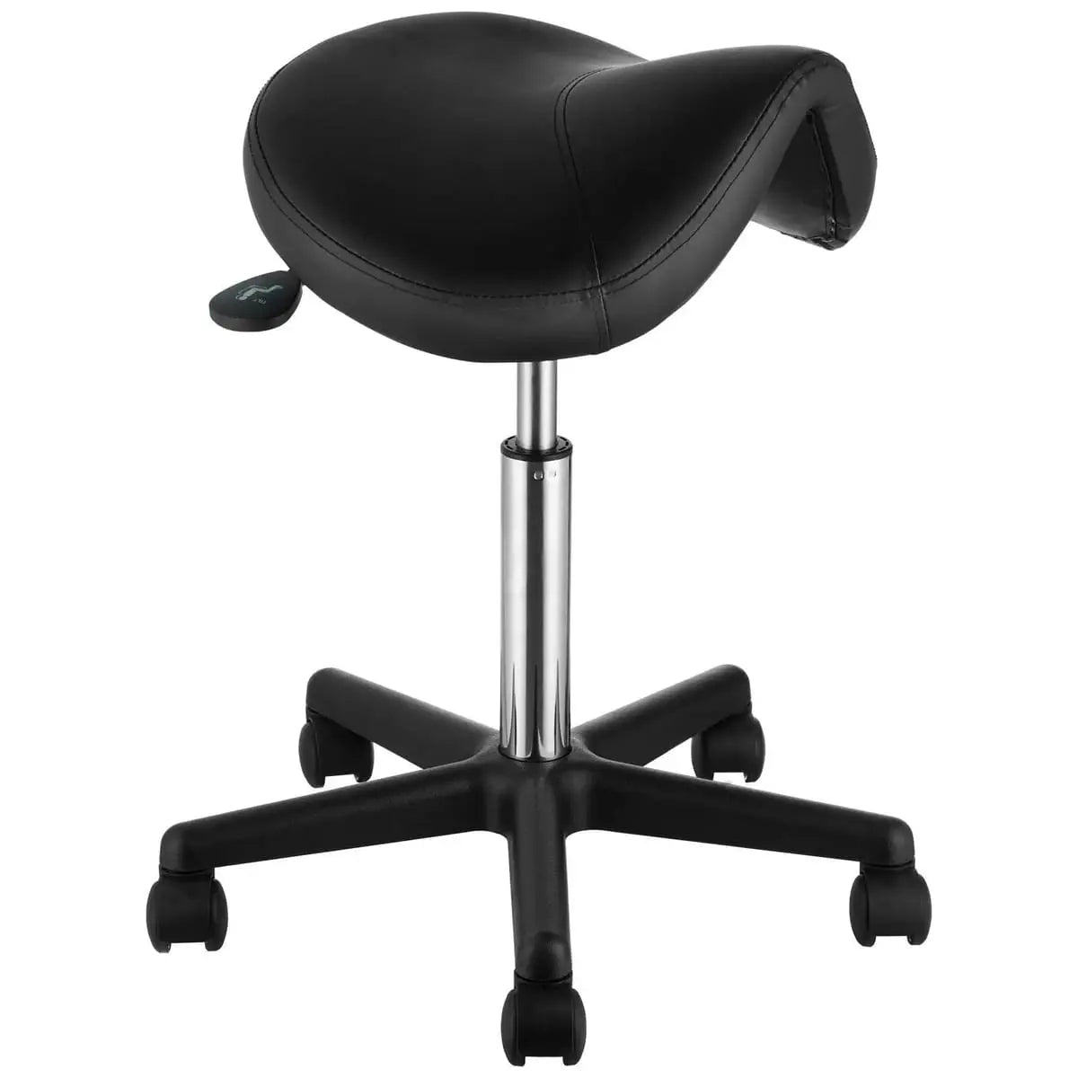 Ergonomic saddle stool with wheels by Platinum-Level Office Chairs, swivel chair designed for salon professionals' back support.