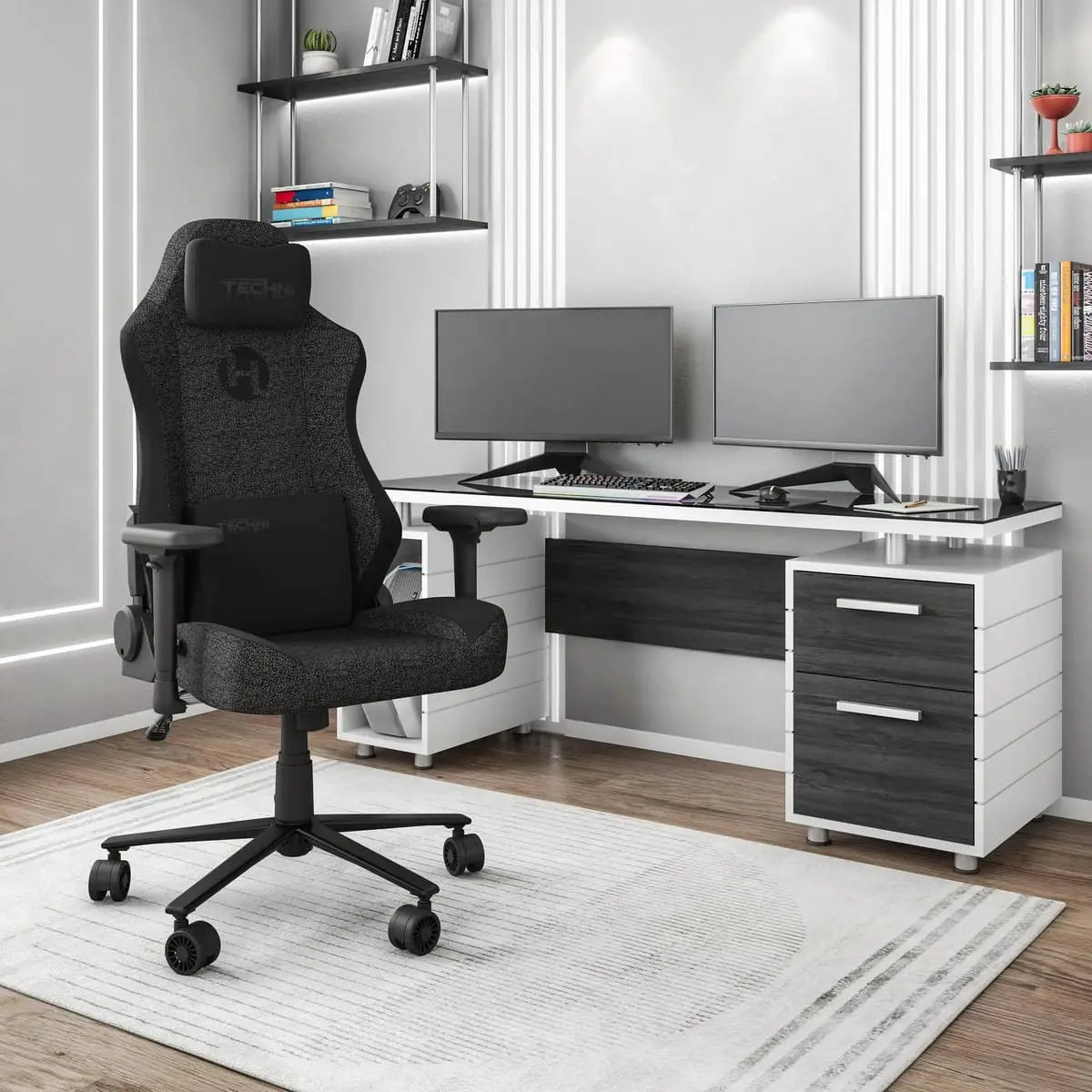 Fabric memory foam gaming chair with adjustable height by Platinum-Level Office Chairs, featuring ergonomic design and plush cushioning.