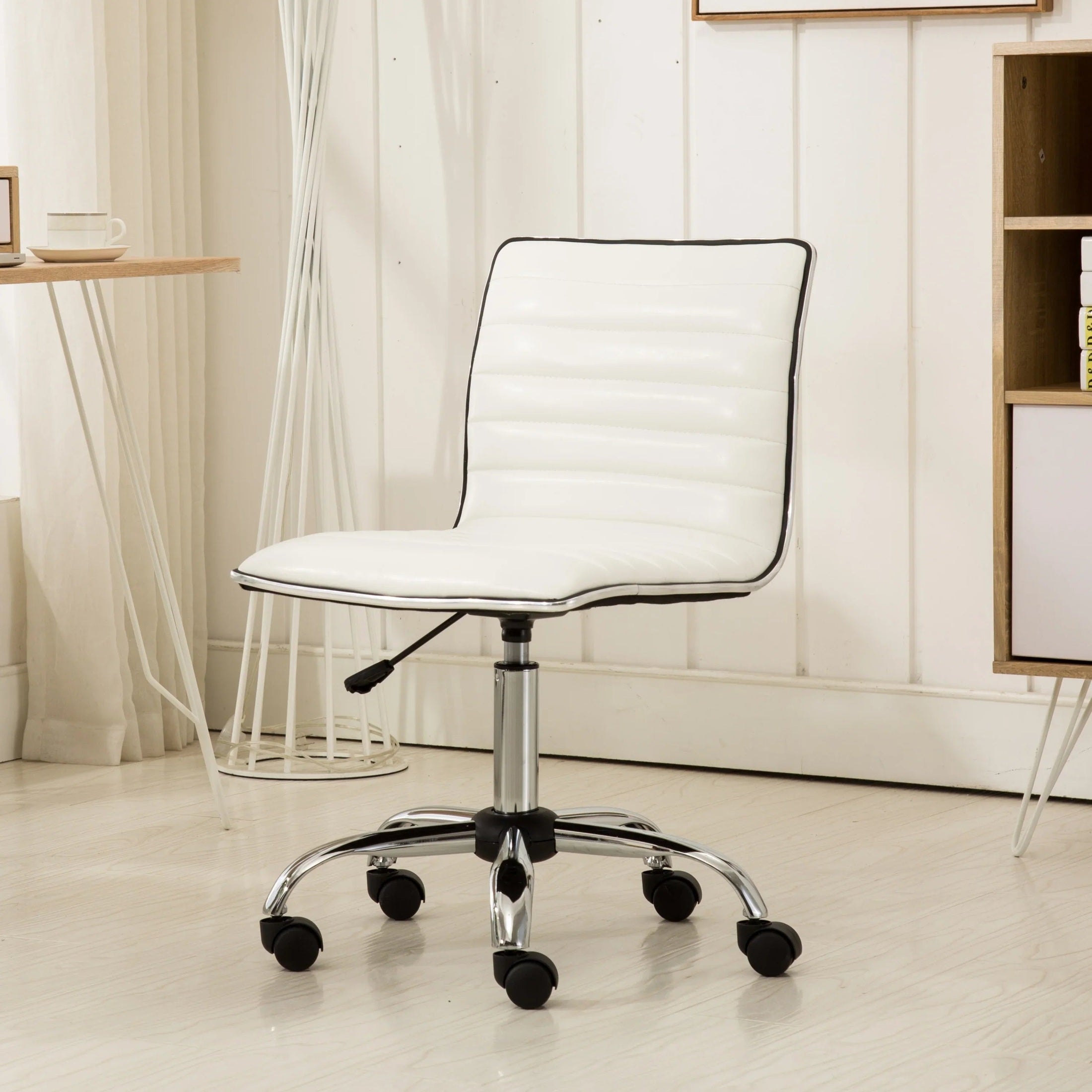 White Fremo Chromel adjustable air lift office chair by Platinum-Level Office Chairs with ergonomic design and adjustable height.